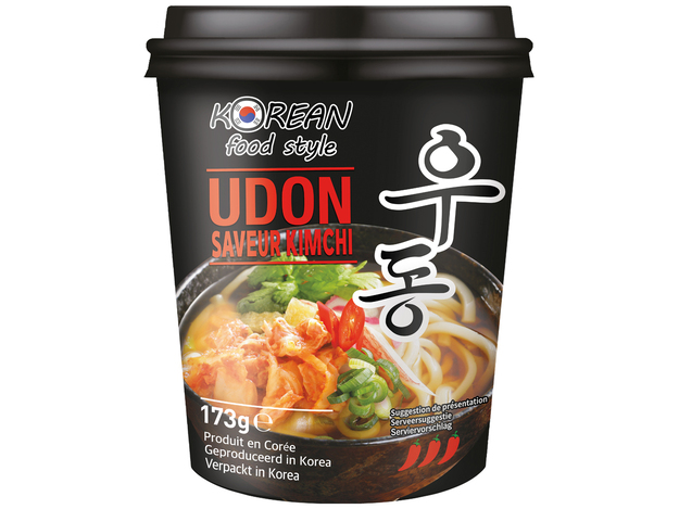 Korean Food Style Nouilles Udon précuites saveur kimchi (en tasse) 12 x 173 g