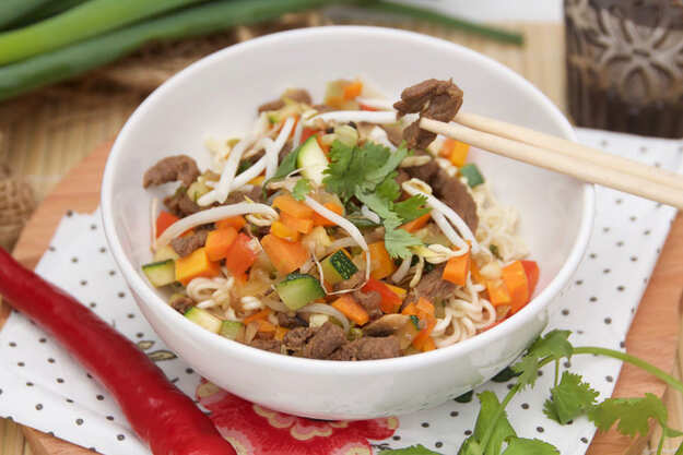 Easy beef strips with fresh vegetables