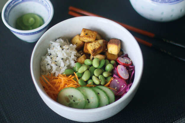coconut rice bowl with shrimp balls